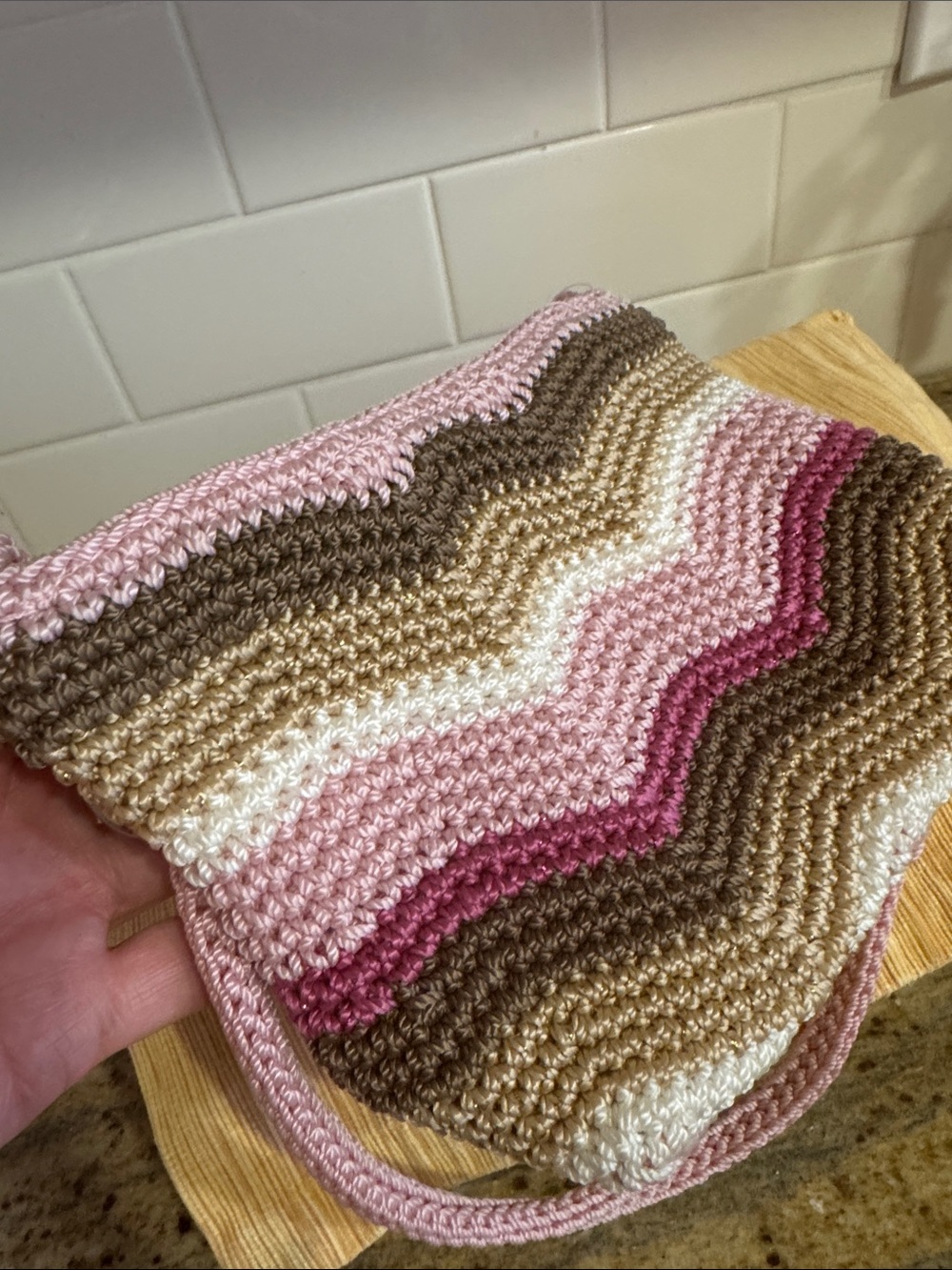 The Sak Pink Brown Multi Crochet Wave Crossbody - Picture 13 of 13